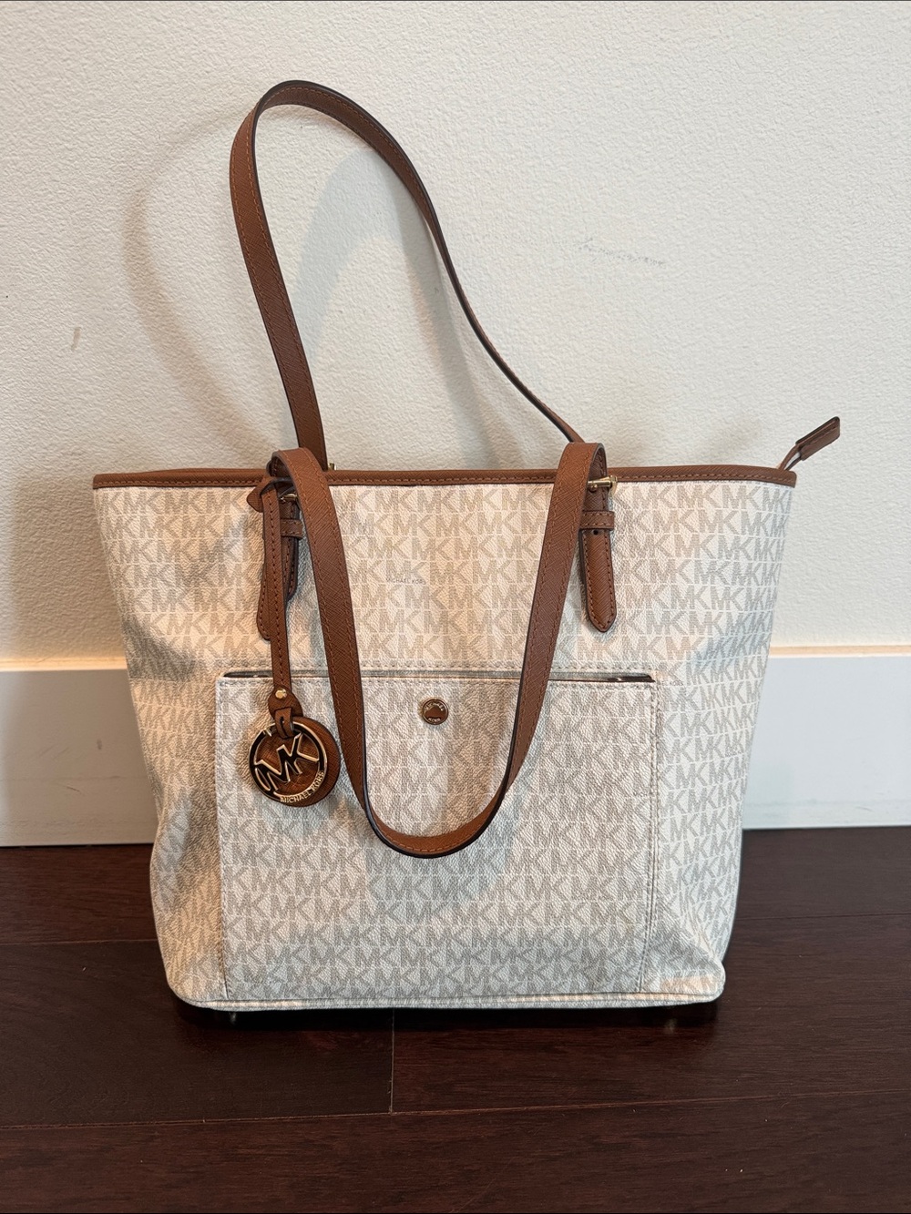 Michael Kors Cream and Brown Monogram Tote